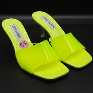 Steve Madden - Neon Square Toe Heel Slide Sandals - Women's 5.5